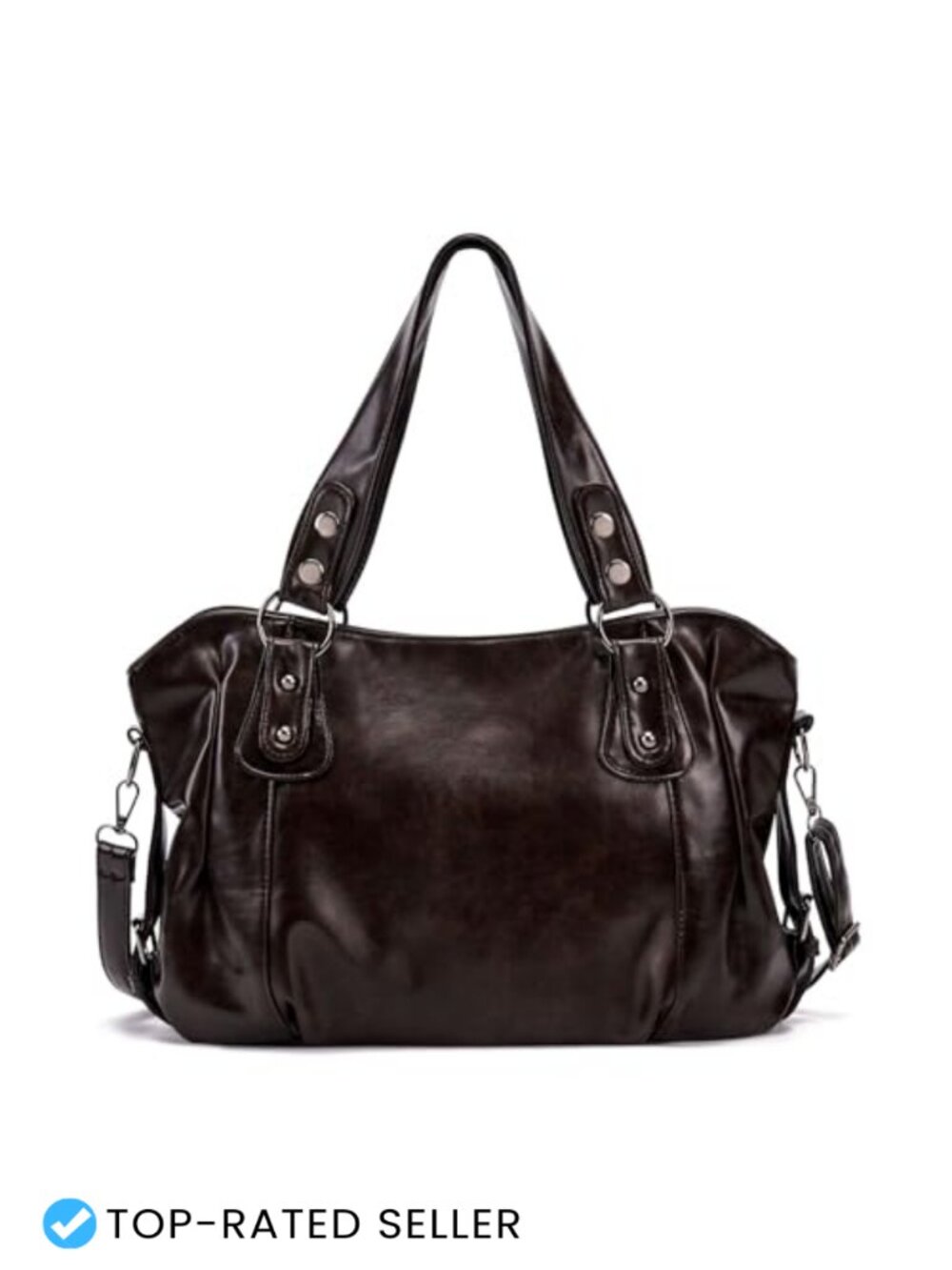PU Leather Crossbody Satchel Tote Medium Vintage Y2K Slouchy Shoulder Bag